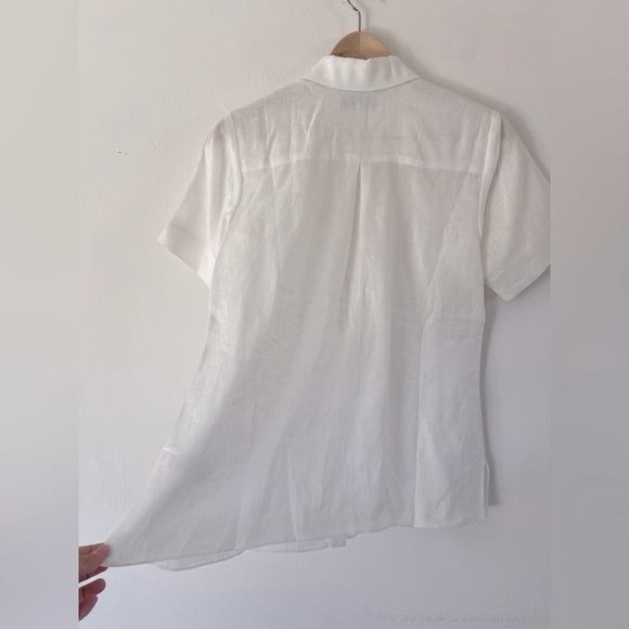 Hale Bob White 100% Linen Button Down Collared Short Sleeve Top Size XS - Picture 8 of 8